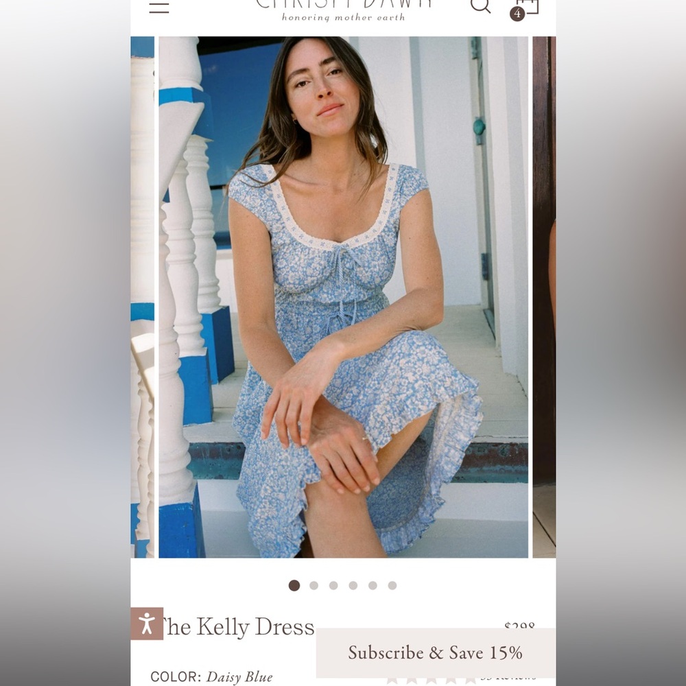 ISO CHRISTY DAWN KELLY DRESS DAISY BLUE SIZE S